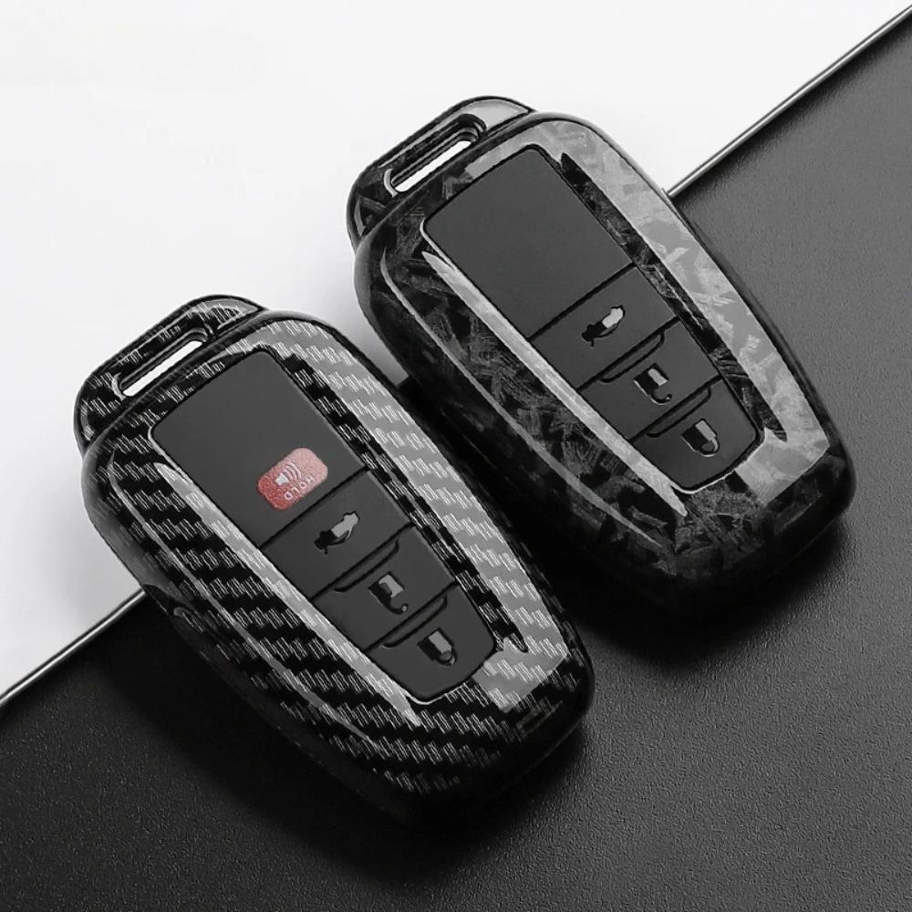 ABS Kohlefaser Auto Schlüsselhülle Abdeckung Schale Schlüsselanhänger für Toyota Prius Camry Corolla C-HR CHR RAV4 Prado 2018 2022 Schlüsselanhänger Zubehör