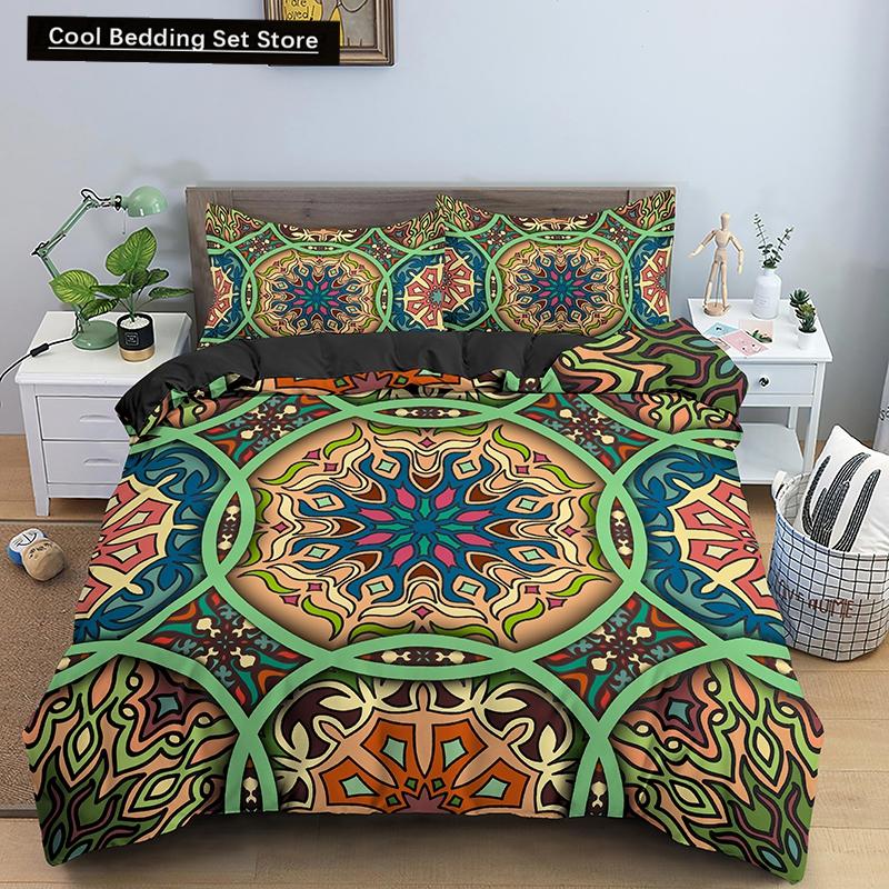 Psychedelic Boho Luxury Bedding Set 2/3PCS with Pillowcase King Mandala Duvet Cover Queen Comforter Cover Polyester Quilt Cover