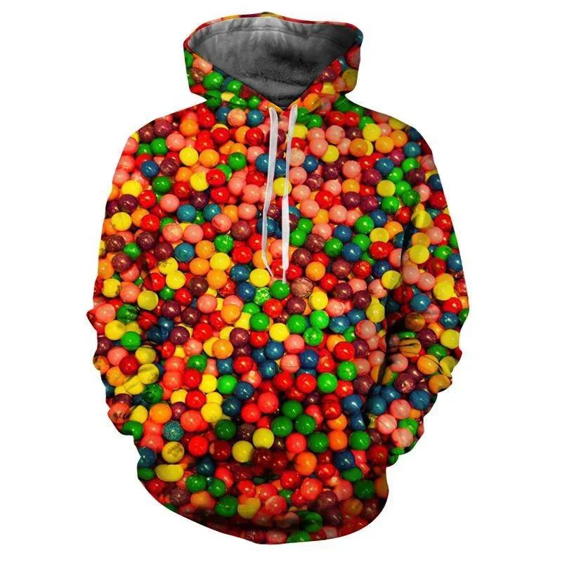 Candy Lollipop 3D Printed Floral Hoodie Men's and Women's Fashion Long-sleeved Pullover Spring and Autumn Sweatshirt Hoodie