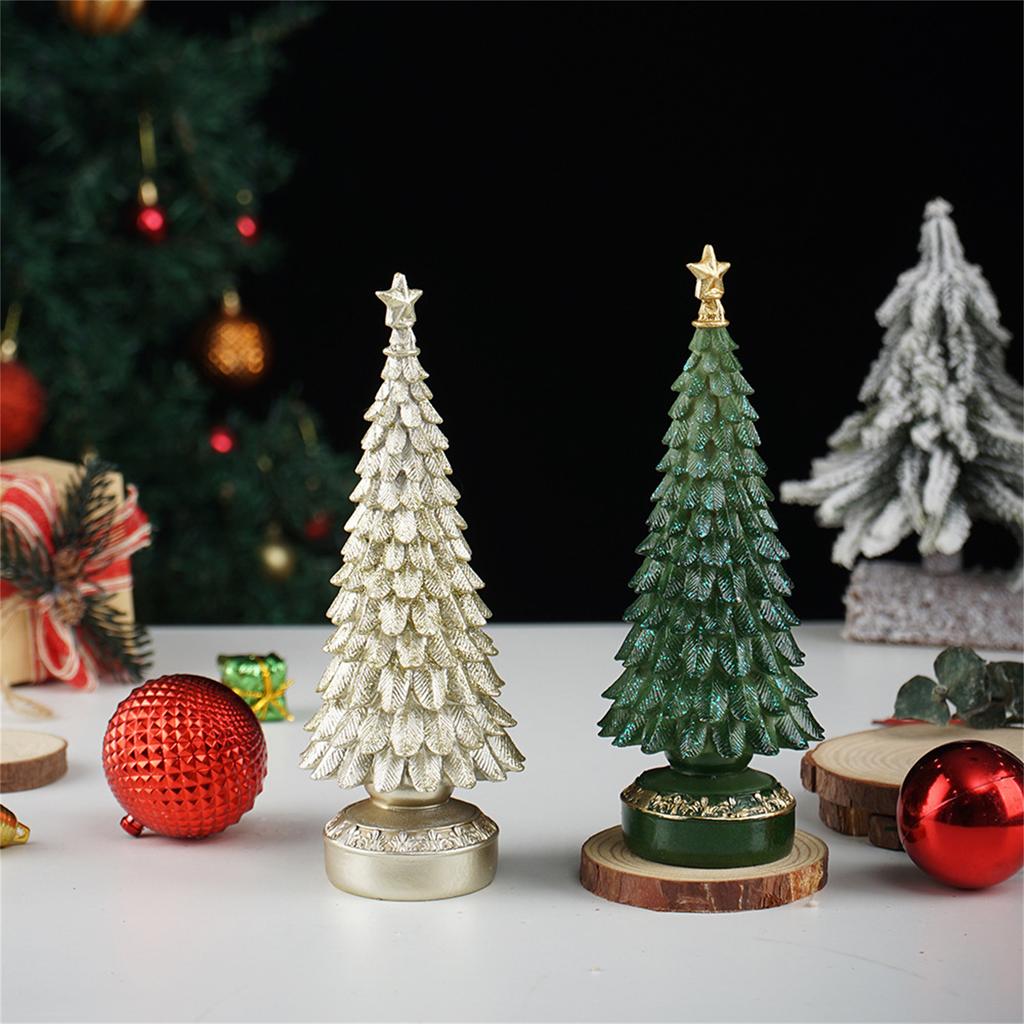 Resin Christmas Tree Decorations Desktop Holiday Ornaments for Home Office and Window Display