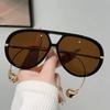 Women Pilot Large Frame Double Beam Sunglasses Personalized Fashion Toad Oversized Sunglasses Popular Vintage Sun Glasses