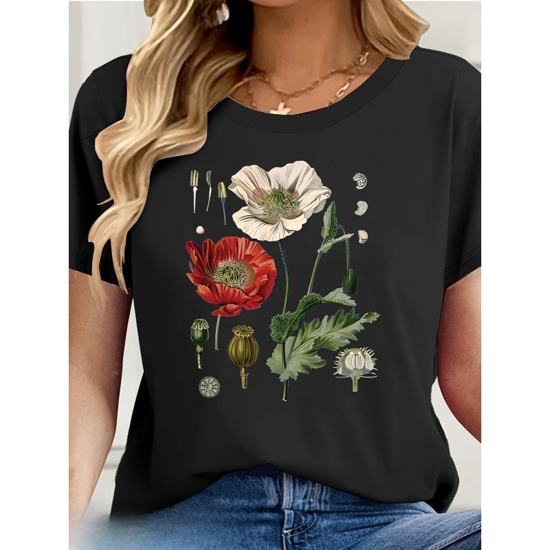 

European sizes Elegant Art Pattern Printed Women S T-Shirt Casual Style, Spring/Summer Season 4XL