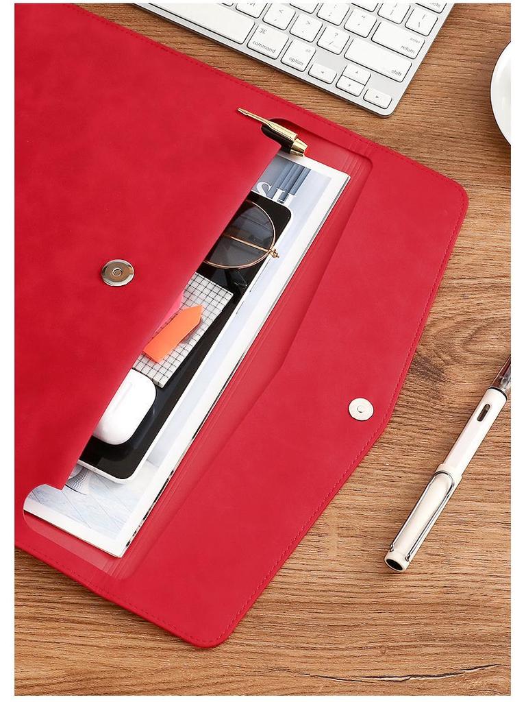 A4 PU Leather Zipper Pouch: Business Office File Bag & Stationery Folder