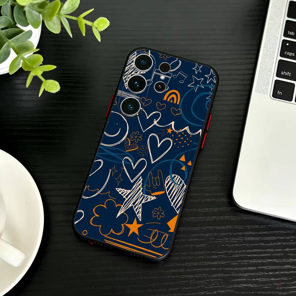 Y2k INS Graffiti Phone Case For Samsung S26,S25,S24,S23,S22,S21,S20,Plus,Fe,Lite,Others Black Cover