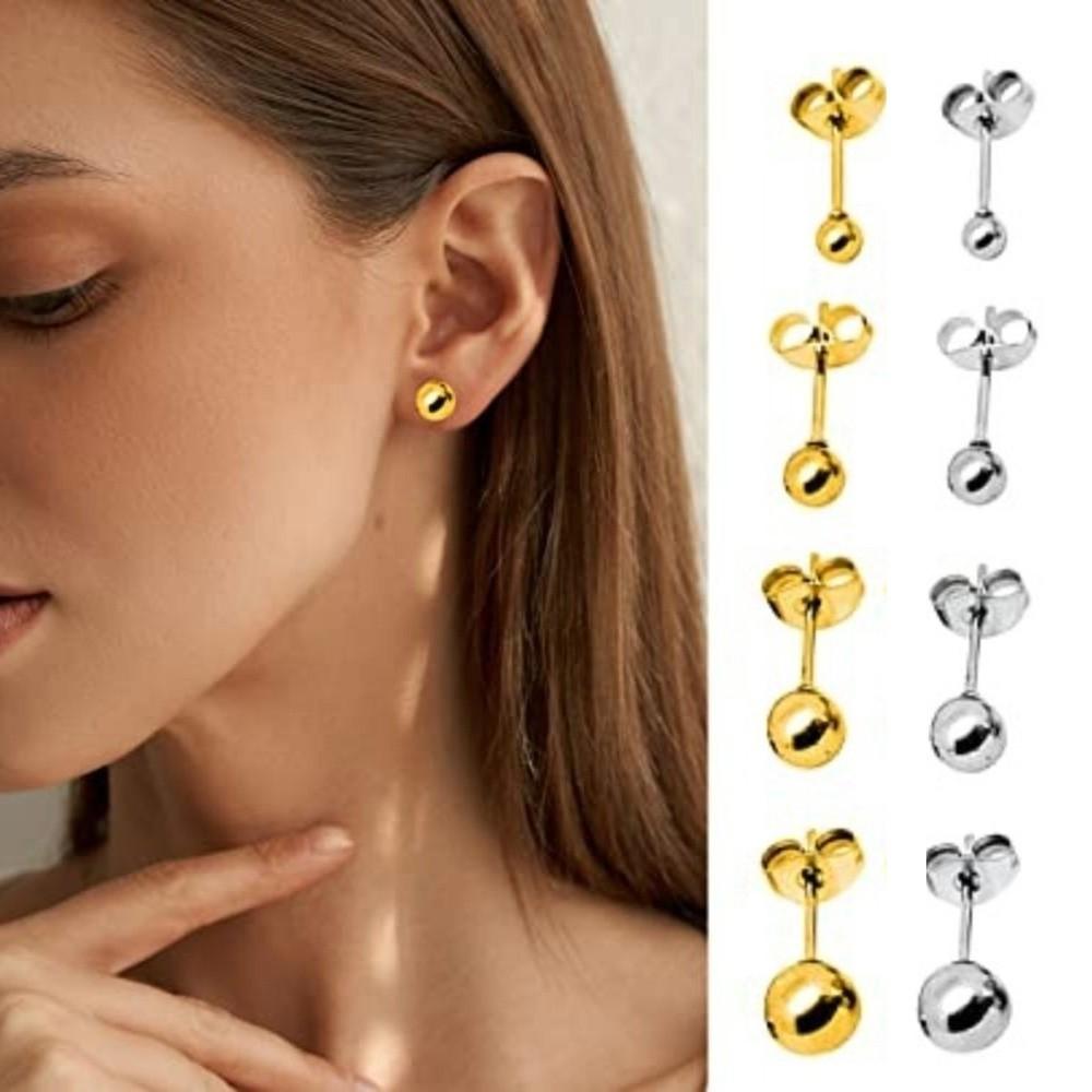 Mode Runda Örhängen Liten Storlek Guldörhängen Stålben Spik för Män Kvinnor