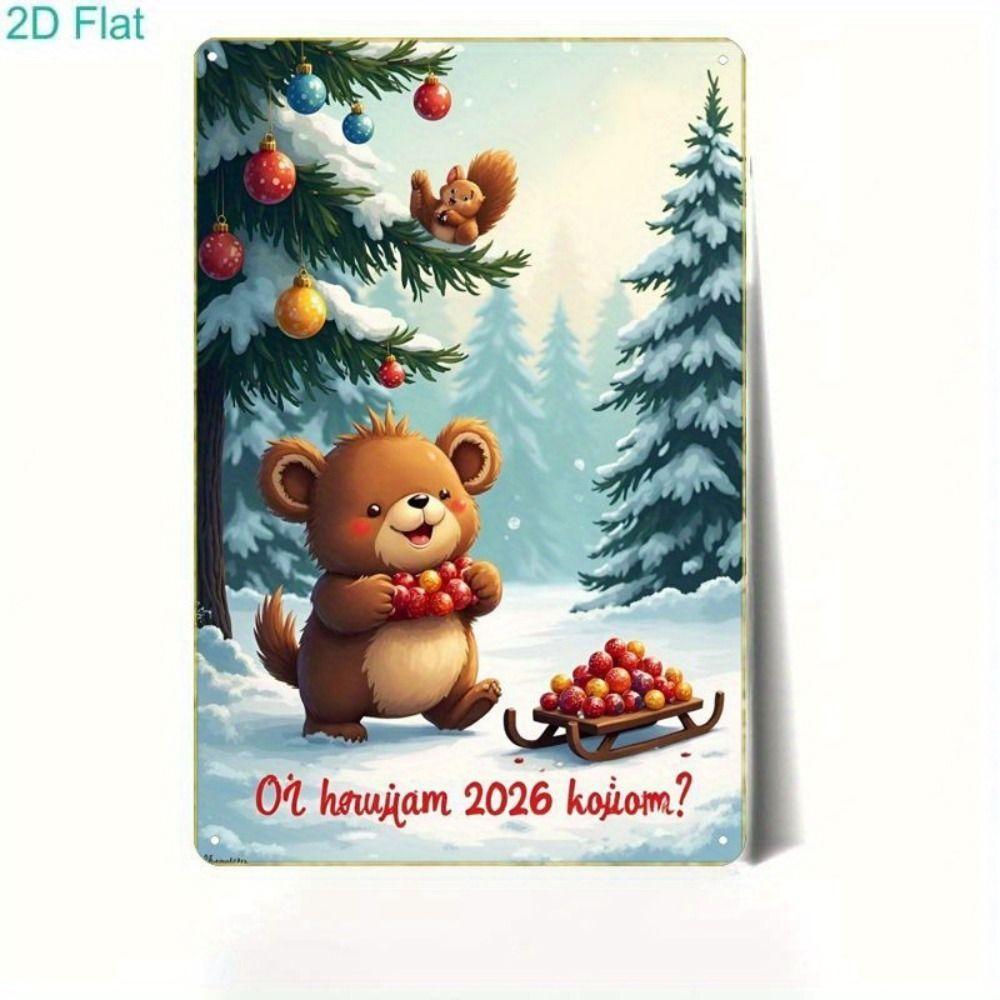 Retro Black Bear Mist Art Tin Sign 20x30cm Dramatic Wall Decor