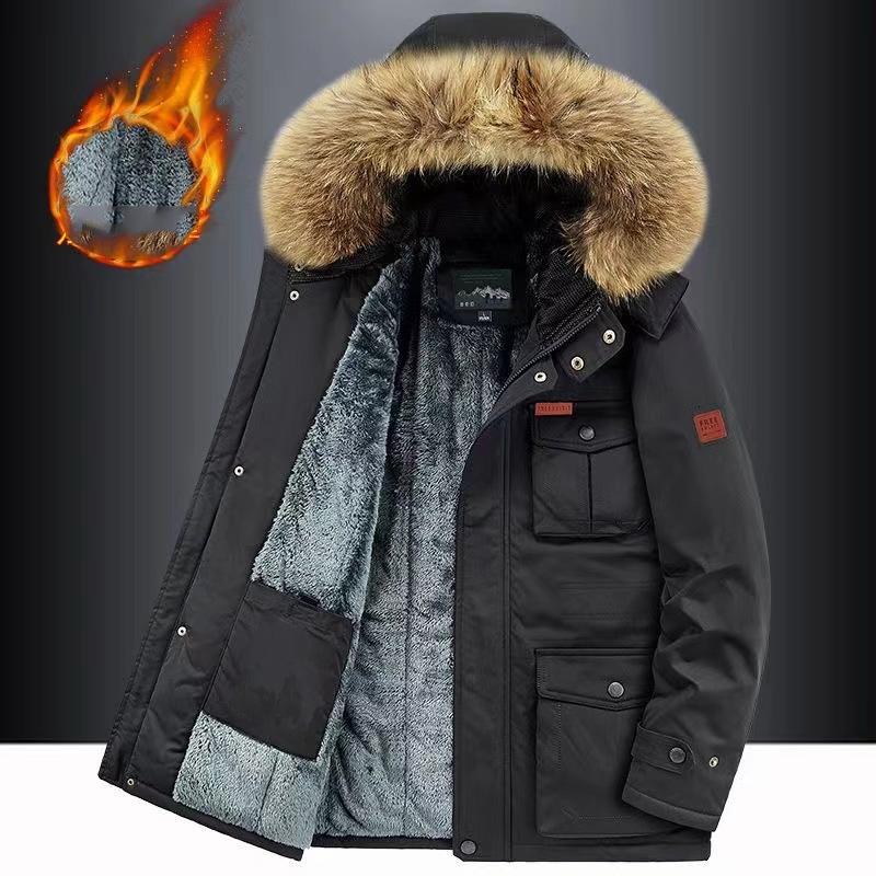 Men's Winter Military Jacket Plus Size - Bomber Style Parka With Cargo Pockets