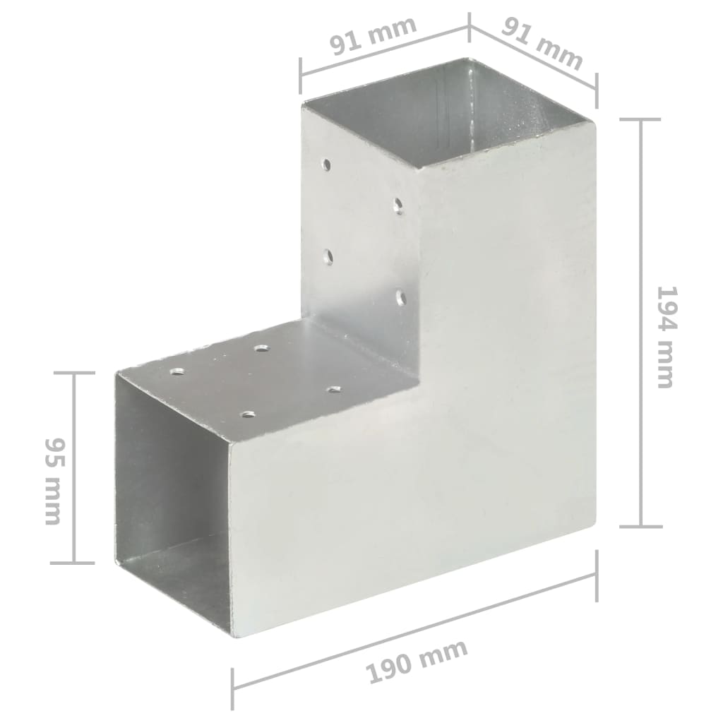 L Shaped Post Connector Galvanized Metal 91 X 91 Mm