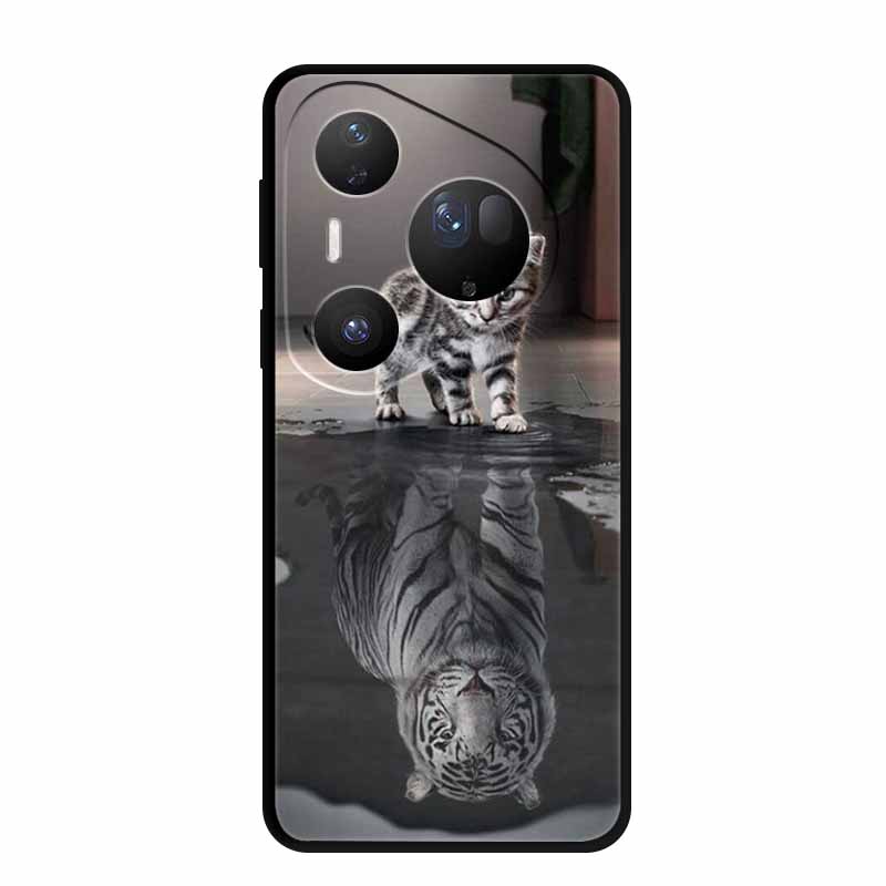 For Huawei Pura 80 Ultra 5G Case Wolf Tiger Lion Cat Black Silicone Soft Phone Case For Huawei Pura80 Ultra Back Cover Case Para