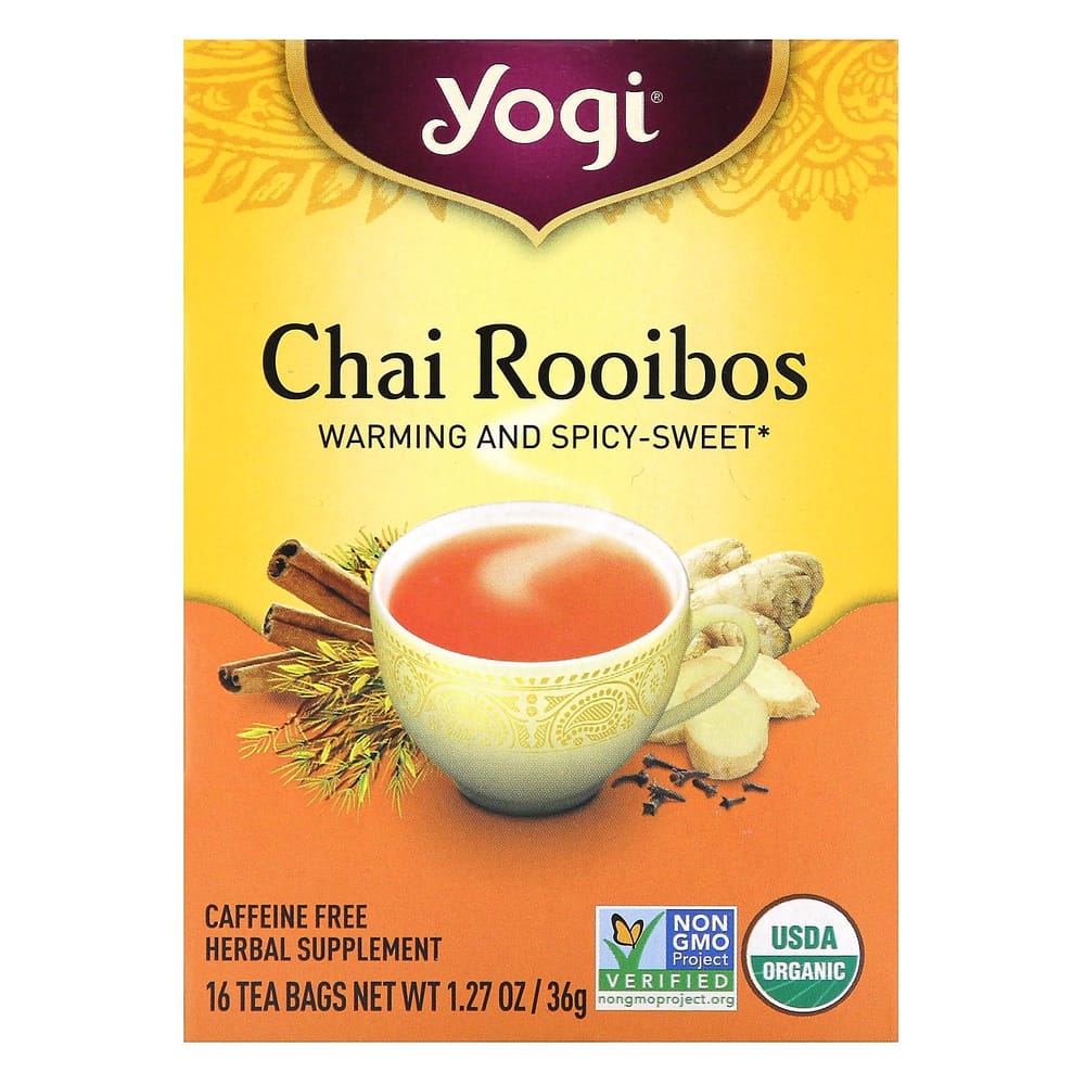 Yogi Tea Chai Rooibos Caffeine-Free Herbal Tea Bags, 16 Count, 36g (1.27oz)