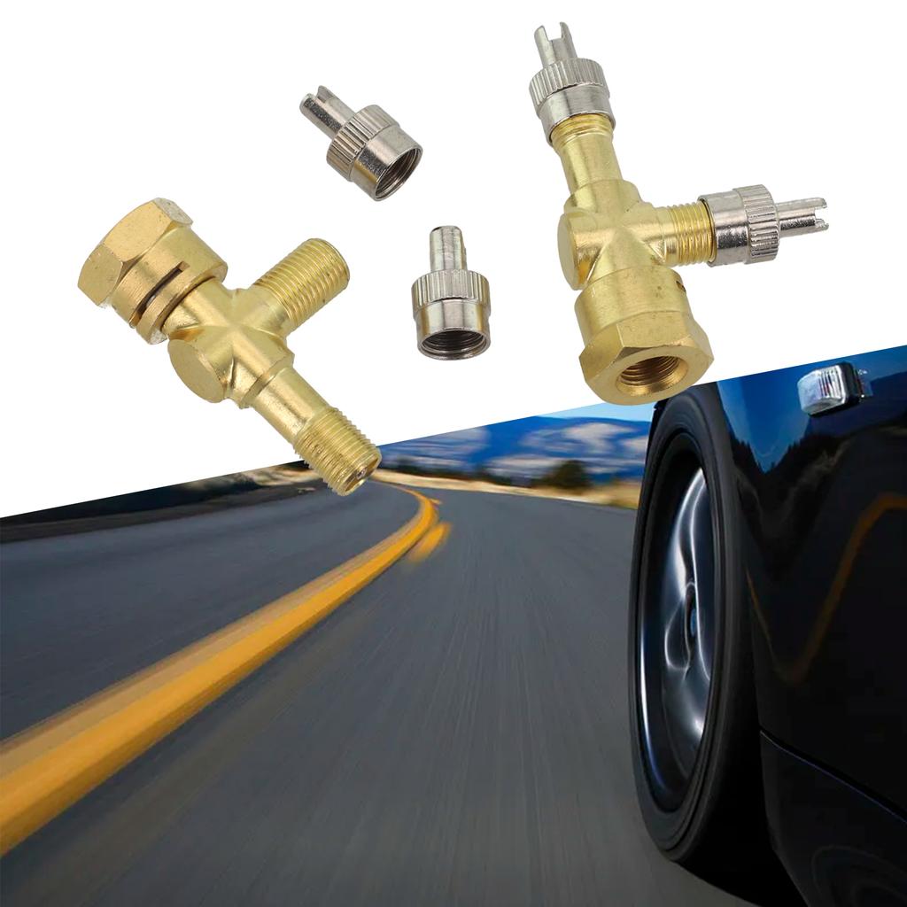 2pcs TPMS Valve Tee Adapter Integrated Three-way Valve, Bleed Valve Debugging Tool Set, Valve Metal Car Accessories