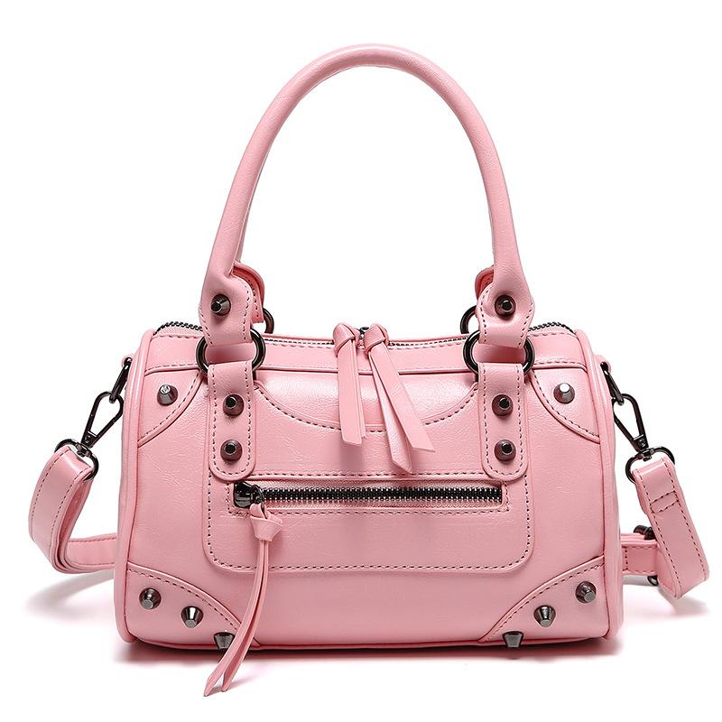 

Oversized Studded Pillow Bag for Women - Retro Racing & Biker Style, Large Capacity Handbag with Crossbody Strap 3-Way Carry