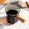 120ml Glas Espresso Messbecher mit Holzgriff Sechseck Milchkännchen Kaffeezubehör Saucenbecher Servierkännchen