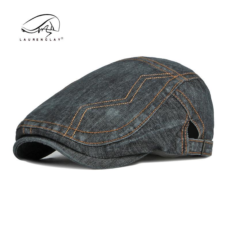 Cowboy hat men's spring summer thin breathable cap women's British retro washed cotton beret forward hat
