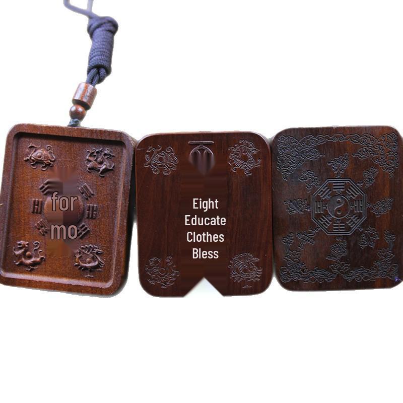 Hand-Carved Lightning-Struck Jujube Wood Thangka Box Pendant Ornament