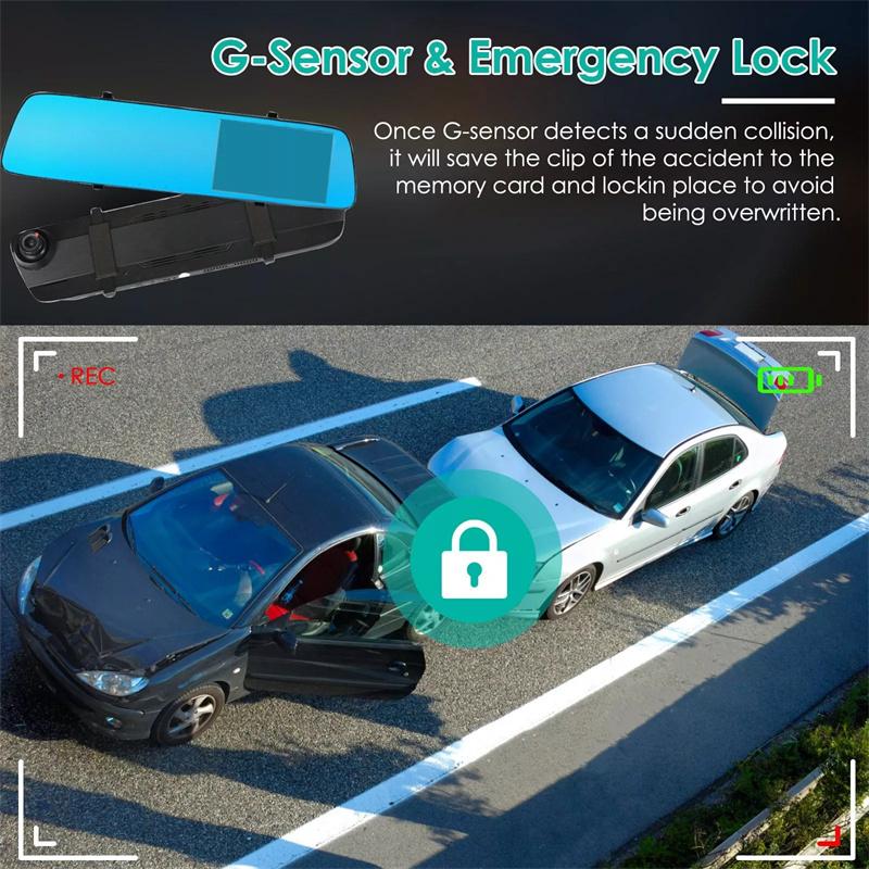 Lusterko Kamera samochodowa Full HD Nagrywanie cykliczne Rejestrator samochodowy Kamera samochodowa 4,3 cala Elektronika samochodowa Widok z tyłu Podwójny obiektyw 1080P&480P