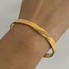  Waterproof Stainless Steel Simple Stacking Cuff Bracelet 18K Gold Plated Trend Fashion Unisex Jewelry Men Women