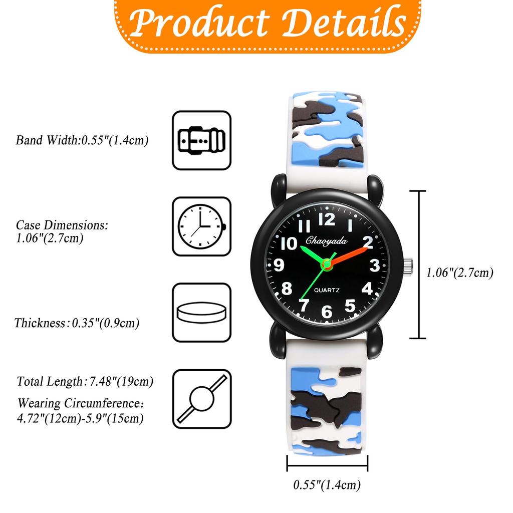 Sports Watch Silicone Strap Analog Display Waterproof Cute Fashion Quartz Watch Leisure Camouflage Pattern
