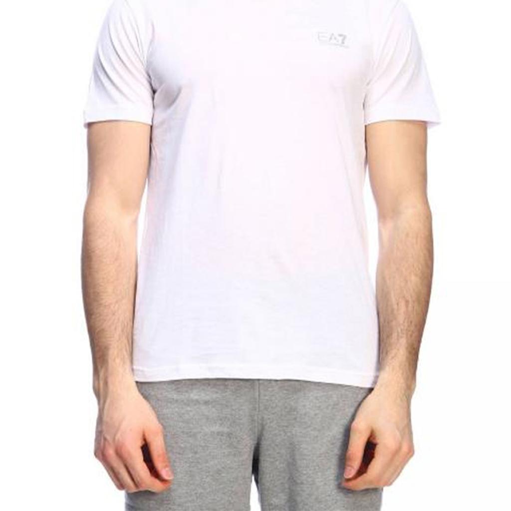 Emporio Armani Round Neck Small EA7 Short Sleeve T-Shirt Men Tops White 3GPT51-PJM9Z-0100