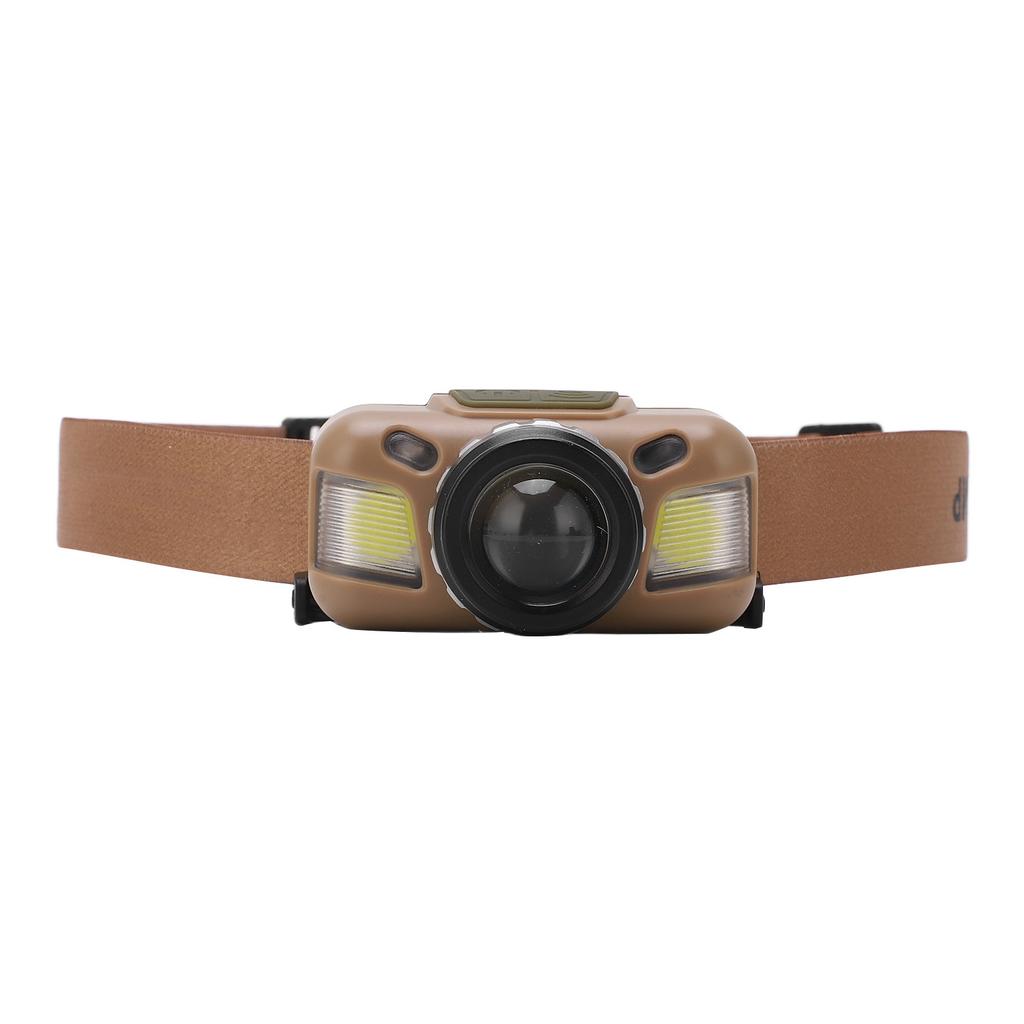 Mini Headlamp Type C USB Rechargeable Brown IPX4 Waterproof Lightweight Portable Headlight for Camping