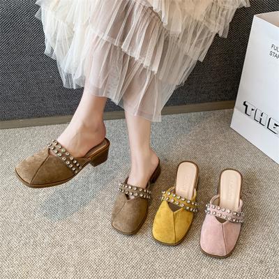 Modische vielseitige Hausschuhe 2025 Koreanische Version Frühling und Sommer neue Mode lässig Tasche Kopf halbe Hausschuhe leichter Mund Temperament coole Hausschuhe