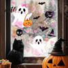 Decorative Glass Sticker 2 Sheets Halloween Cartoon Ghost Window Cling Spooky Easy Apply Clings Sticker Waterproof Static Decal for Holiday