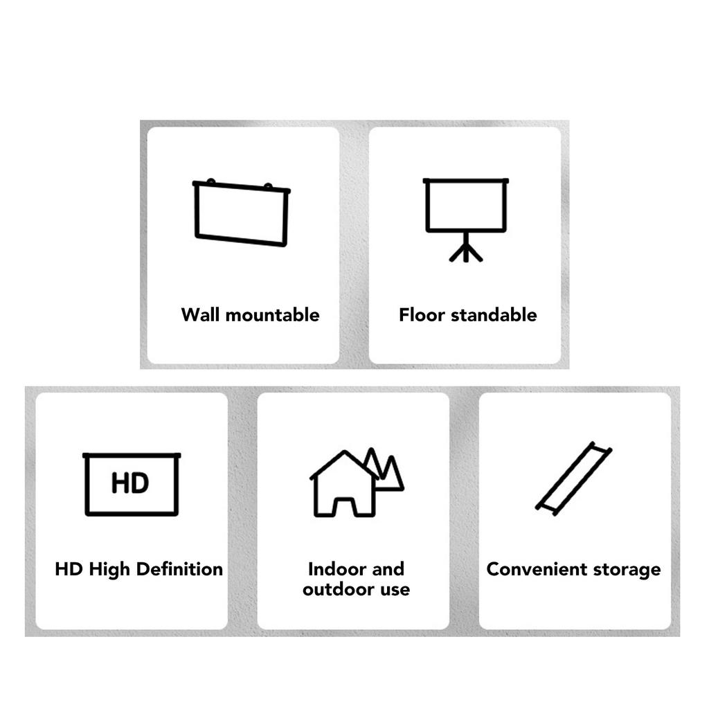 16:9 Projector Screen with Hooks HD Foldable Wrinkle Free Indoor Outdoor Movie Projection Screen 60inch