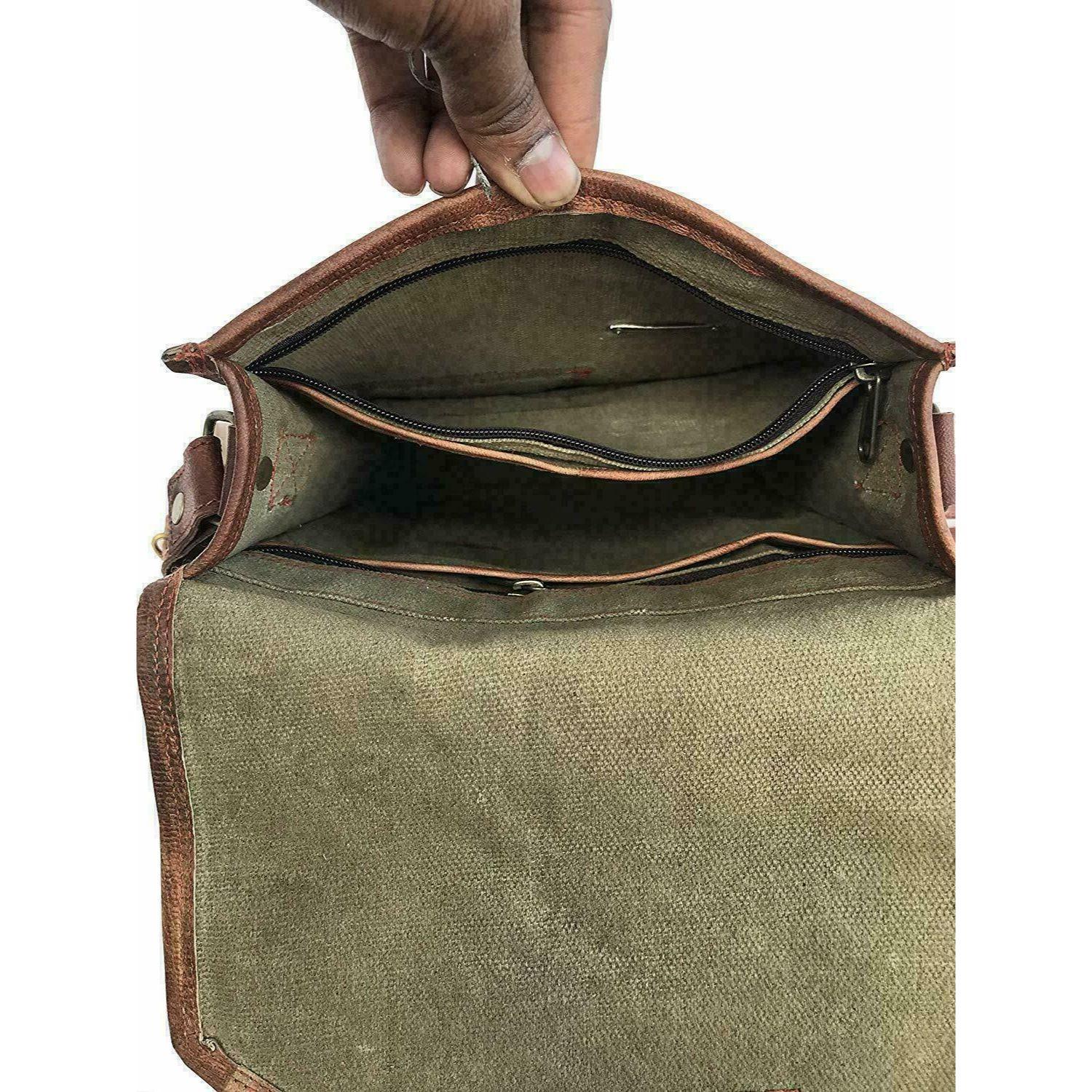 Новая кожаная винтажная мужская сумка-мессенджер на плечо — фото 5