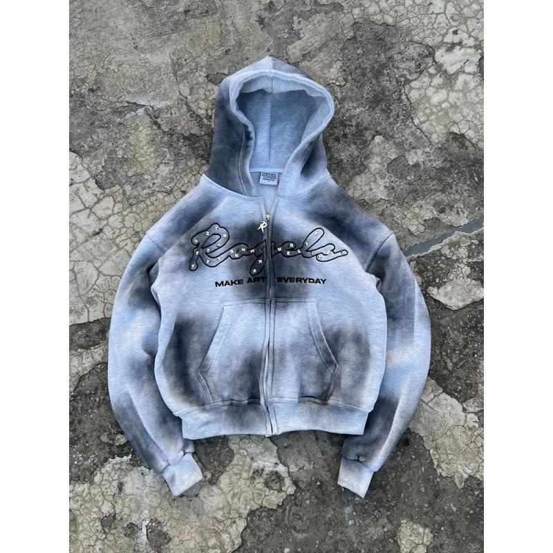 3D Digitální Tisk Opotřebovaný Tie Dye Gradient Zipová Mikina Volný Střih Streetwear Muži Ženy
