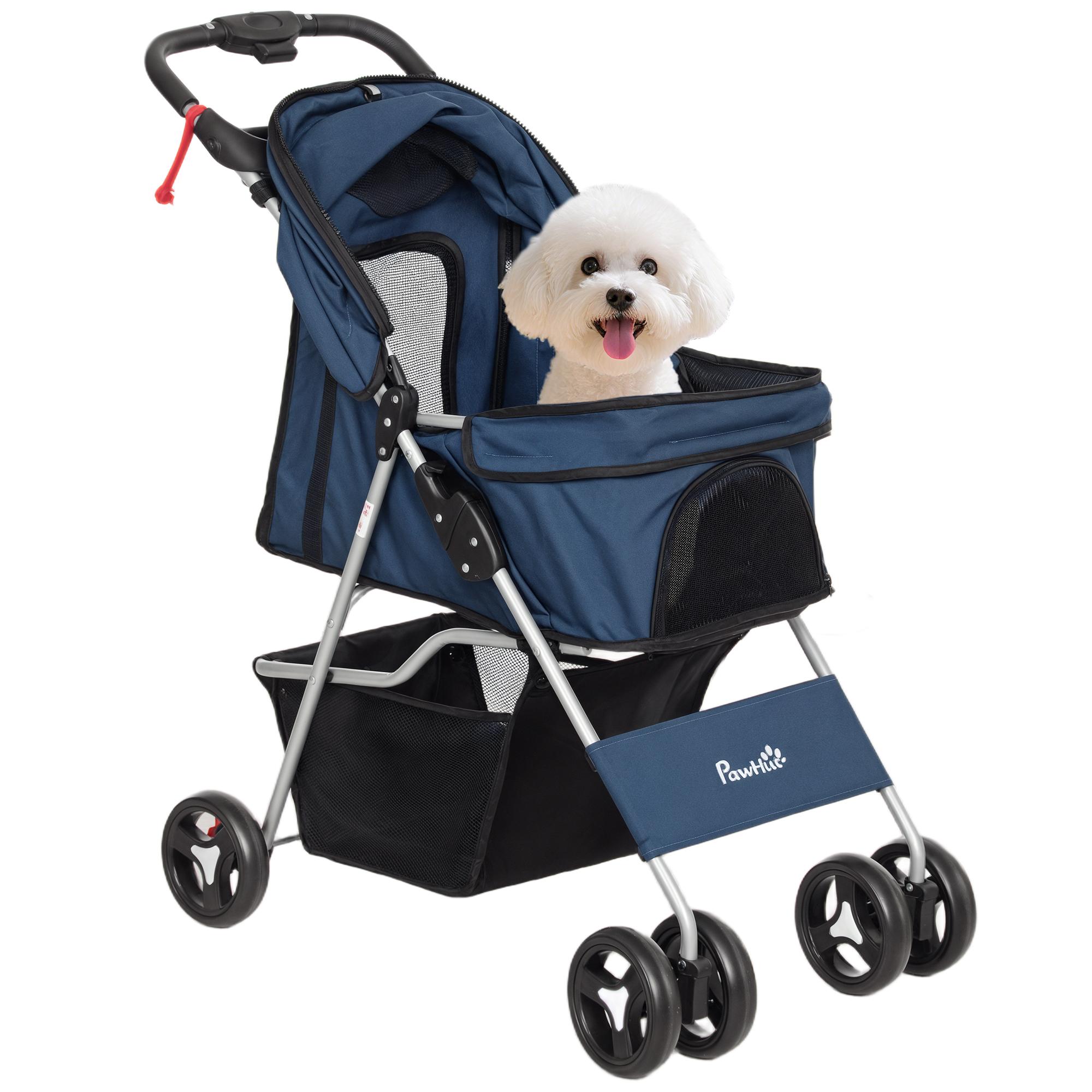Dog Stroller with Adjustable Canopy Storage