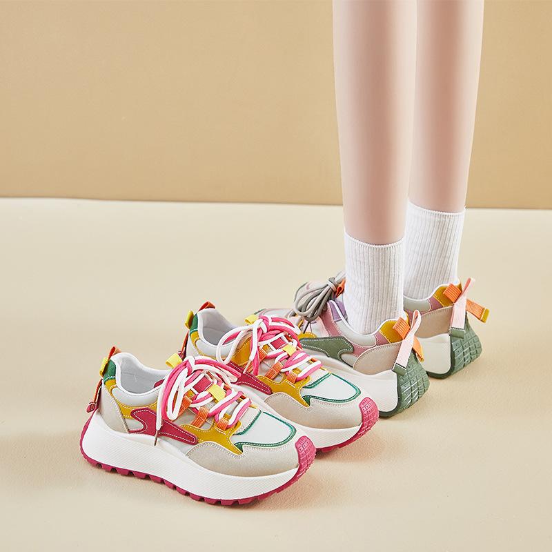 New Dad Shoes for Women's Spring Student Running Sports Thick Sole Height-enhancing Casual Shoes