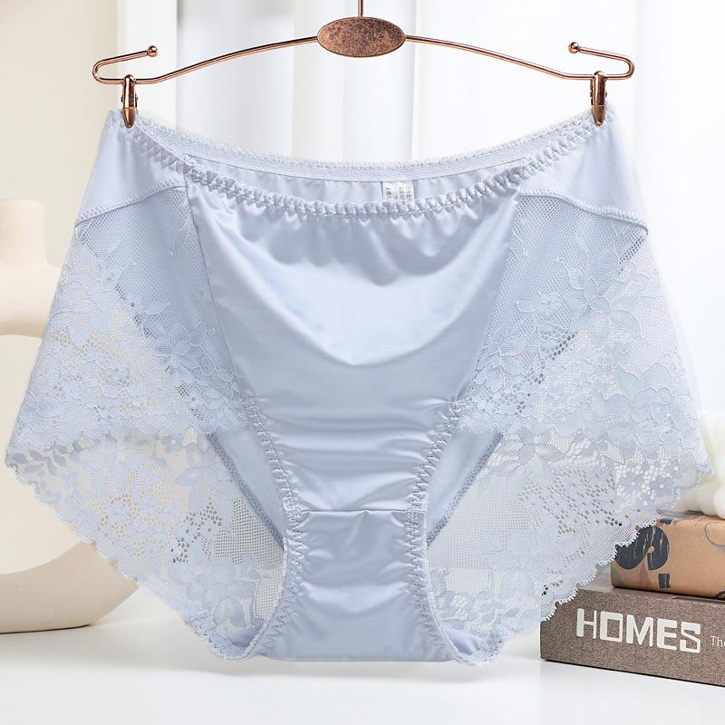 

Трусы средней талии кружевные трусы больших размеров женское нижнее белье с треугольными чашечками на ощупь шелковистые мягкие трусики XL