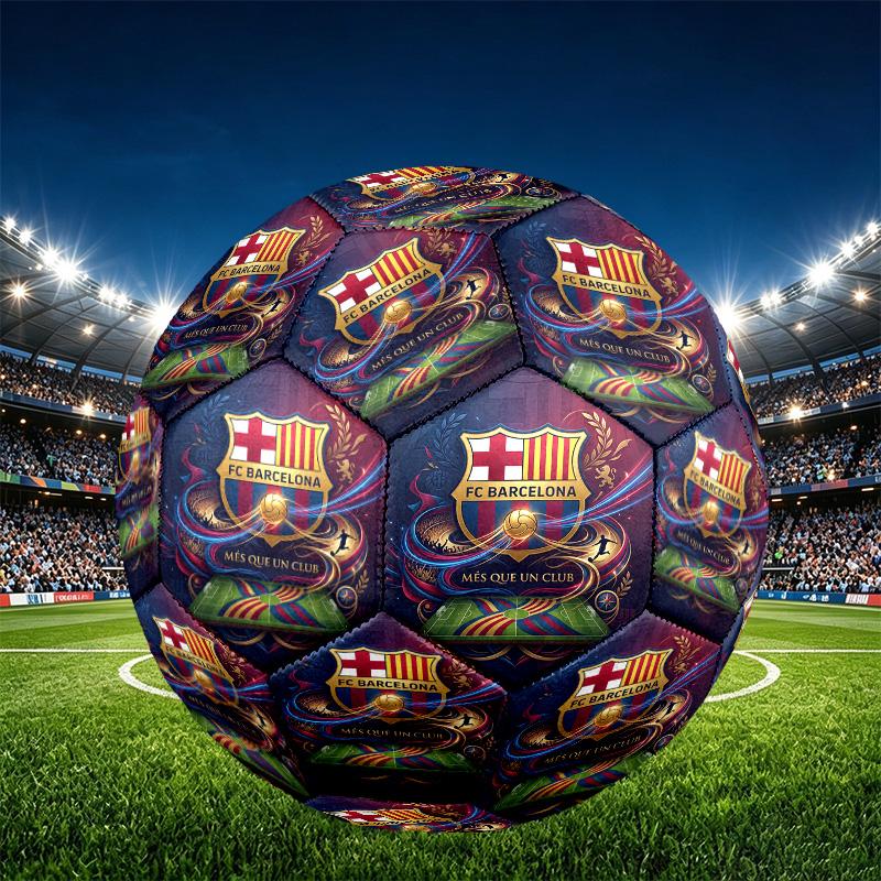 FC Barcelona Fußball-Print Größe 5 Fußball, PU Abriebfester Fußball für Spieltraining und tägliches Üben, Geburtstagsgeschenk für Fußballfans