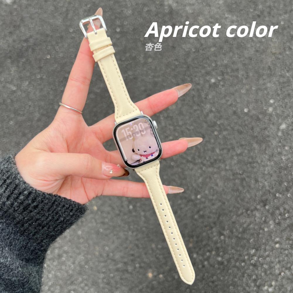 Slim Leather Strap For Apple Watch Series 11 46mm Band 42mm 49mm 44mm 40mm 41mm 45mm 38mm 45mm IWatch Ultra 2/3 S10 9 8 7 SE 6 5 4 3 2 Woman Bracelet