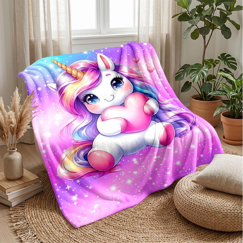 Cute Unicorn Art blanket Personalized Name Flannel Blanket Soft Cozy Plush Throw for Sofa Bed Lightweight Home Decor