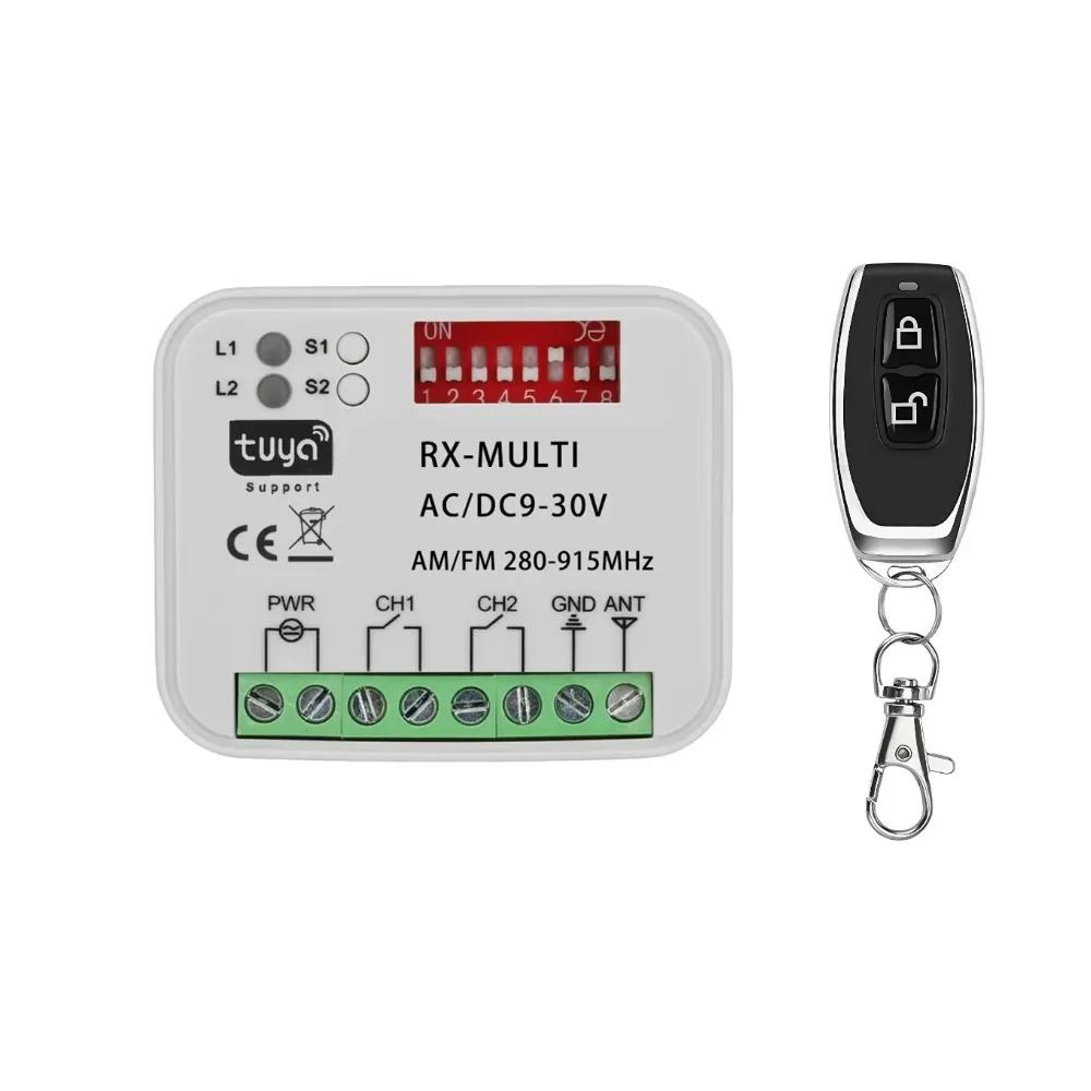 Comutator de Control de la Distanță Universal RF 433MHz Tuya Wireless pentru Poartă, Modul Receptor Releu DC 9-30V, Control de la Distanță pentru Ușă de Garaj LED culori de fum alb