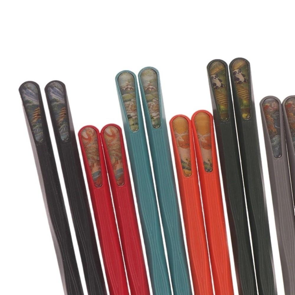 10Pairs Chinese Style Colourful Chopsticks Set Alloy Antifungal National Tide Chopsticks Food Grade Heat-resisting