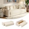 Sleeper Sofa 230 Cm 3-Seater Sofa with Sleep Function, Cushions, Storage, Corduroy Look for Living Room, Beige