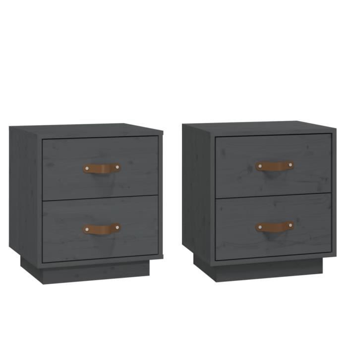 VidaXL Tables de chevet 2 pcs Gris 40x34x45 cm Bois de pin massif818330
