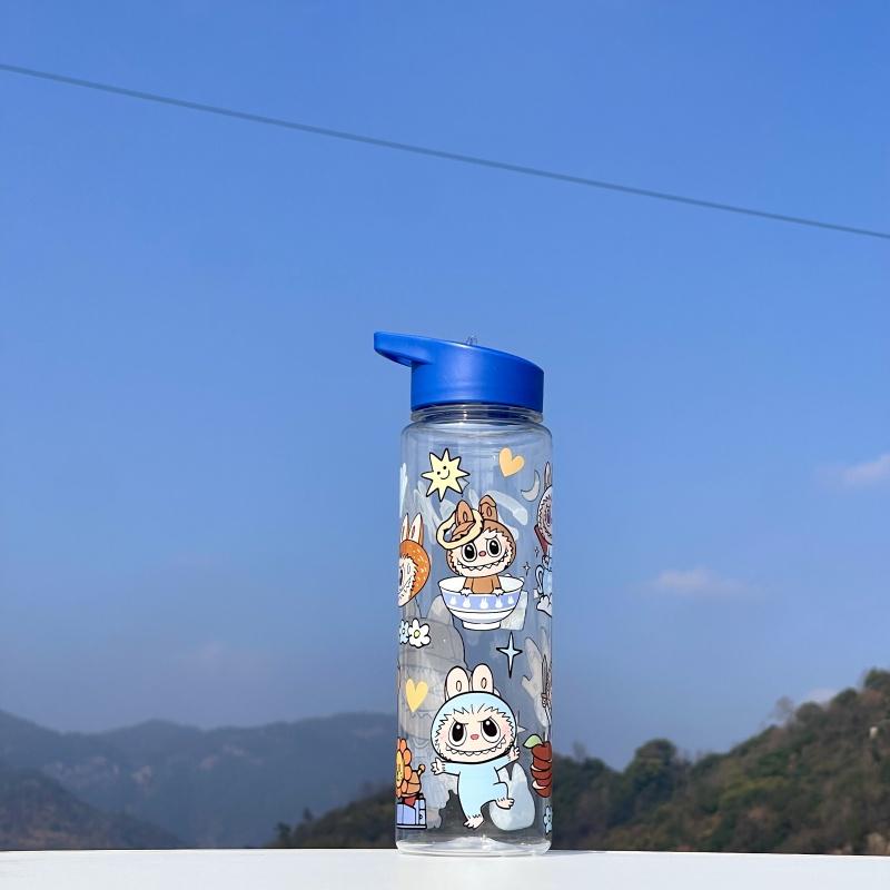 

New 750ml Water Bottle Portable Cute cartoon Printed Straw Cup Leakproof Large Capacity Sports Cup Outdoor Travel 750ml синій