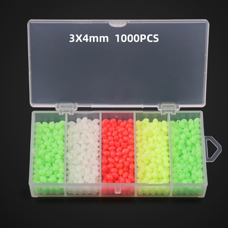1000 szt. Luminous Fishing Space Beans Pudełko Okrągłe Kulkki Pływające Glow-In-The-Dark Stopery Koraliki do Przyponów Akcesoria do Wędkowania