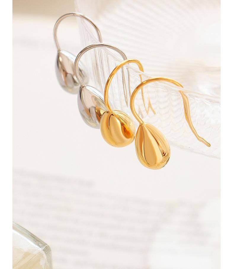 Elegant Gold-Plated Water Drop Earrings for Women - Titanium Steel, Niche Design, Colorfast Jewelry