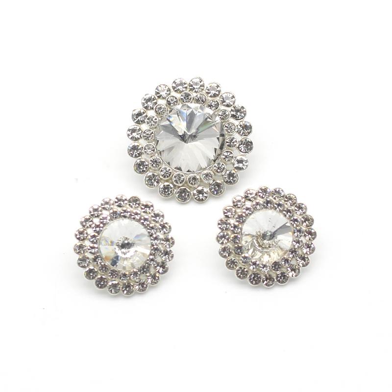 NEW Flower Crystal 10 pieces 20mm/25mm Alloy Rhinestones Diamond Buttons Diy Decoration Shank Handmade Sewing Garment Accessory