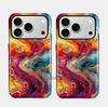 European and American Abstract Art Oil Painting Smudged Gilt Thread Apple 14 Magnetic Mobile Phone Case Film Two-in-one iPhone17