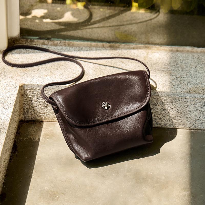 Simple Versatile Genuine Leather Women's Bag 2025 New Fashion Design Single Shoulder Bag Autumn Winter Retro High-end Crossbody Bag