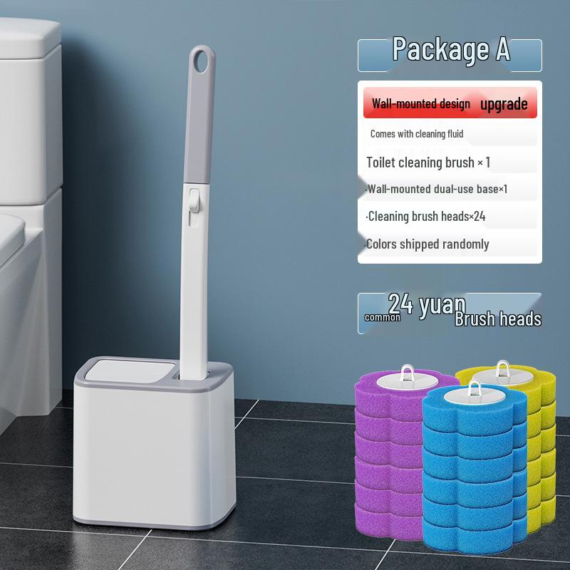 Disposable Antibacterial Toilet Brush Set with Dead Corner Cleaning Heads