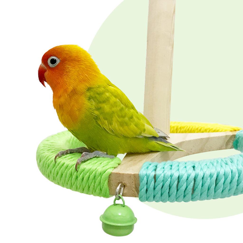 Bird Cage Rotating Perch Toy For Parakeets Conures Lovebirds Wood Cotton Rope Rotating Exercise Activity Accessories