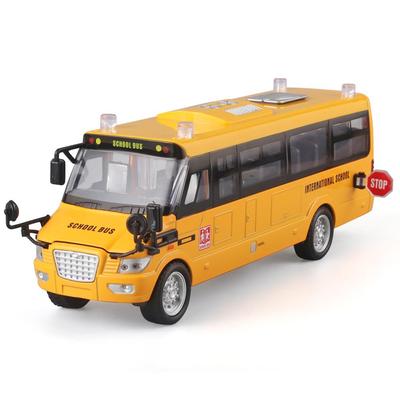 School Bus Toys for Toddlers, 9'' Pull Back Yellow Toy Bus Diecast Cars with Sounds, Lights and Open Doors, Birthday for Boys, Girls, Kids