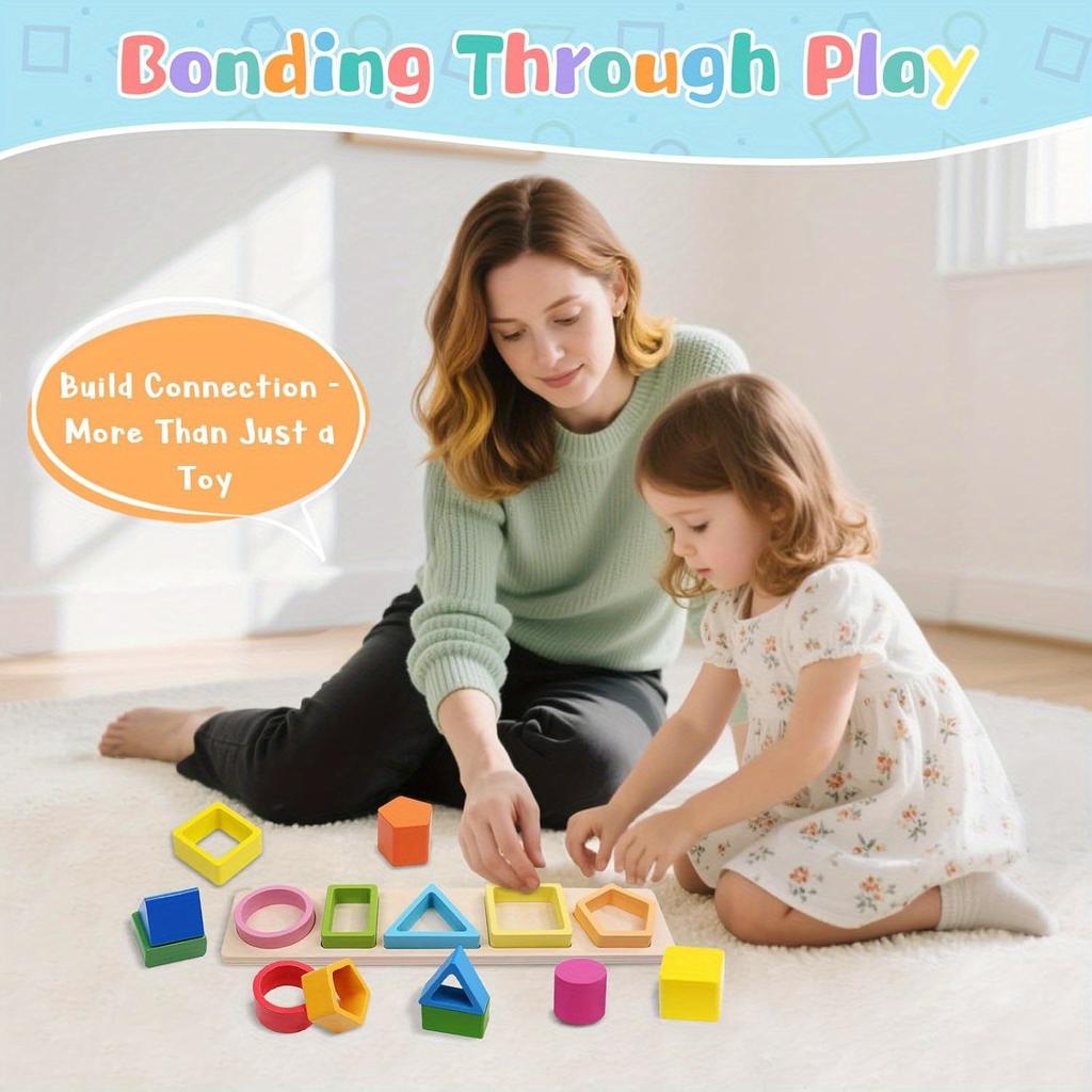 Sortieren und Stapeln von Spielzeug, Form- und Farberkennungsblöcke, Zuordnen von Feinmotorik-Lern-Holzspielzeug, Lernpuzzles als Geschenke