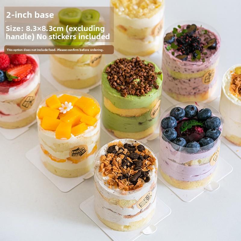 Transparent Handheld Dessert Packaging Box 2-Inch Mousse Cake Small Western Pastry Packaging Box Wood Shavings Cup Pudding Co...